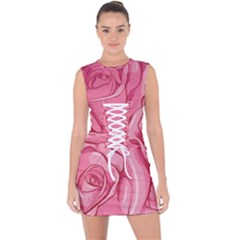 Pink Roses Pattern Floral Patterns Lace Up Front Bodycon Dress by uniart180623