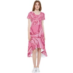 Pink Roses Pattern Floral Patterns High Low Boho Dress by uniart180623