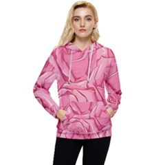 Pink Roses Pattern Floral Patterns Women s Lightweight Drawstring Hoodie by uniart180623