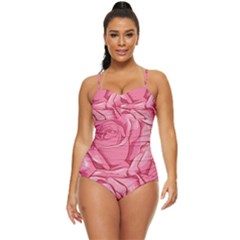 Pink Roses Pattern Floral Patterns Retro Full Coverage Swimsuit by uniart180623