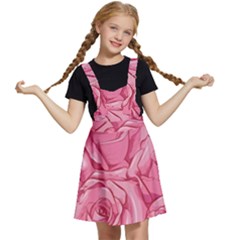 Pink Roses Pattern Floral Patterns Kids  Apron Dress by uniart180623