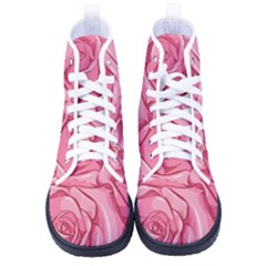 Pink Roses Pattern Floral Patterns Men s High-top Canvas Sneakers