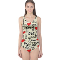 Love Abstract Background Textures Creative Grunge One Piece Swimsuit by uniart180623