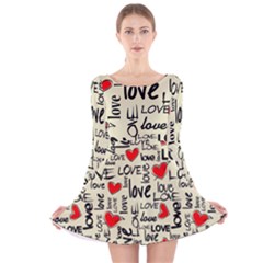 Love Abstract Background Textures Creative Grunge Long Sleeve Velvet Skater Dress by uniart180623