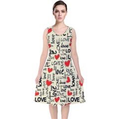 Love Abstract Background Textures Creative Grunge V-neck Midi Sleeveless Dress  by uniart180623