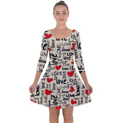 Love Abstract Background Textures Creative Grunge Quarter Sleeve Skater Dress by uniart180623