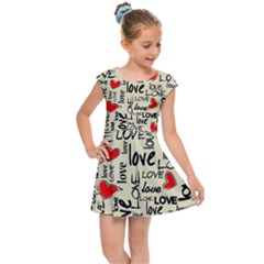 Love Abstract Background Textures Creative Grunge Kids  Cap Sleeve Dress