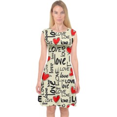 Love Abstract Background Textures Creative Grunge Capsleeve Midi Dress by uniart180623