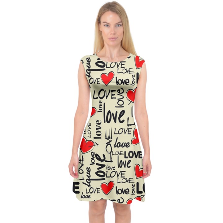 Love Abstract Background Textures Creative Grunge Capsleeve Midi Dress