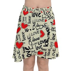 Love Abstract Background Textures Creative Grunge Chiffon Wrap Front Skirt by uniart180623