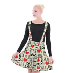 Love Abstract Background Textures Creative Grunge Suspender Skater Skirt by uniart180623