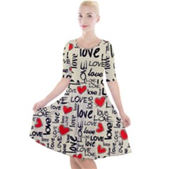 Love Abstract Background Textures Creative Grunge Quarter Sleeve A-line Dress by uniart180623