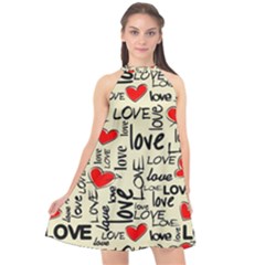 Love Abstract Background Textures Creative Grunge Halter Neckline Chiffon Dress  by uniart180623