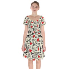 Love Abstract Background Textures Creative Grunge Short Sleeve Bardot Dress by uniart180623