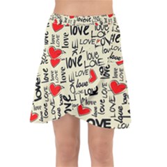 Love Abstract Background Textures Creative Grunge Wrap Front Skirt by uniart180623