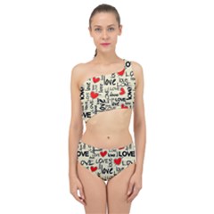 Love Abstract Background Textures Creative Grunge Spliced Up Two Piece Swimsuit by uniart180623