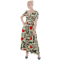 Love Abstract Background Textures Creative Grunge Button Up Short Sleeve Maxi Dress by uniart180623