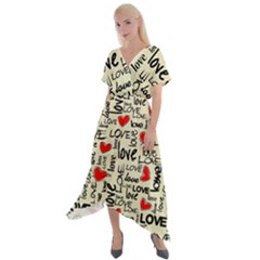 Love Abstract Background Textures Creative Grunge Cross Front Sharkbite Hem Maxi Dress by uniart180623