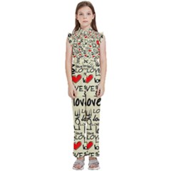 Love Abstract Background Textures Creative Grunge Kids  Sleeveless Ruffle Edge Band Collar Chiffon One Piece by uniart180623