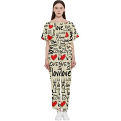 Love Abstract Background Textures Creative Grunge Batwing Lightweight Chiffon Jumpsuit by uniart180623