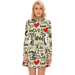 Love Abstract Background Textures Creative Grunge Long Sleeve Velour Longline Dress by uniart180623