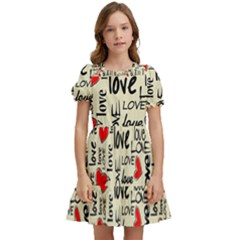 Love Abstract Background Textures Creative Grunge Kids  Puff Sleeved Dress by uniart180623