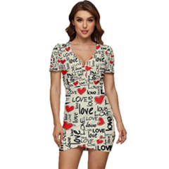 Love Abstract Background Textures Creative Grunge Low Cut Cap Sleeve Mini Dress by uniart180623