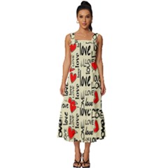 Love Abstract Background Textures Creative Grunge Square Neckline Tiered Midi Dress