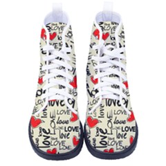 Love Abstract Background Textures Creative Grunge Kid s High-top Canvas Sneakers