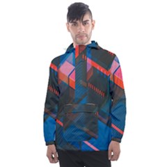 Minimalist Abstract Shaping Abstract Digital Art Men s Front Pocket Pullover Windbreaker