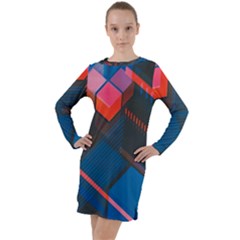 Minimalist Abstract Shaping Abstract Digital Art Long Sleeve Hoodie Dress by uniart180623