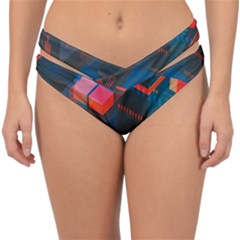 Minimalist Abstract Shaping Abstract Digital Art Double Strap Halter Bikini Bottoms by uniart180623