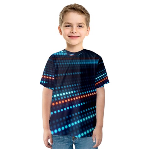 Orange Blue Dot Dots Lines Abstract Digital Art Kids  Sport Mesh Tee by uniart180623