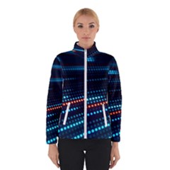 Orange Blue Dot Dots Lines Abstract Digital Art Women s Bomber Jacket by uniart180623