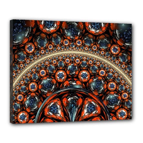 Fractal Floral Ornaments Rings 3d Sphere Floral Pattern Neon Art Canvas 20  X 16  (stretched) by uniart180623