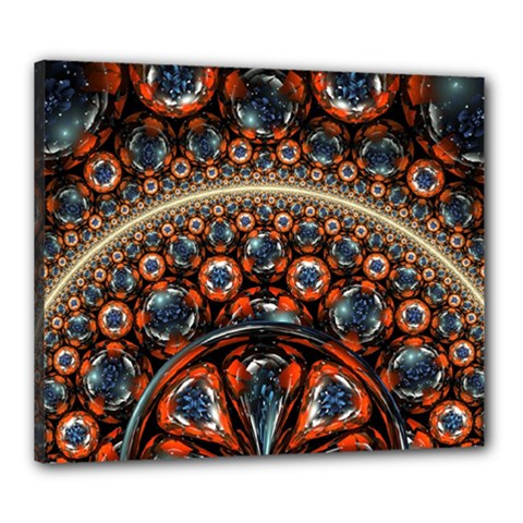 Fractal Floral Ornaments Rings 3d Sphere Floral Pattern Neon Art Canvas 24  X 20  (stretched) by uniart180623