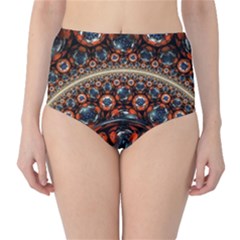 Fractal Floral Ornaments Rings 3d Sphere Floral Pattern Neon Art Classic High-waist Bikini Bottoms by uniart180623