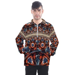 Fractal Floral Ornaments Rings 3d Sphere Floral Pattern Neon Art Men s Half Zip Pullover by uniart180623