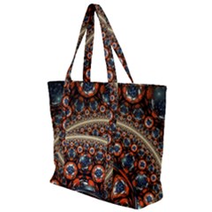 Fractal Floral Ornaments Rings 3d Sphere Floral Pattern Neon Art Zip Up Canvas Bag