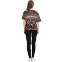 Fractal Floral Ornaments Rings 3d Sphere Floral Pattern Neon Art One Shoulder Cut Out Tee View2