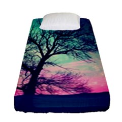 Tree Abstract Field Galaxy Night Nature Fitted Sheet (single Size) by uniart180623