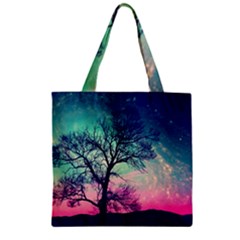 Tree Abstract Field Galaxy Night Nature Zipper Grocery Tote Bag