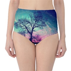 Tree Abstract Field Galaxy Night Nature Classic High-waist Bikini Bottoms by uniart180623