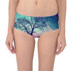 Tree Abstract Field Galaxy Night Nature Mid-waist Bikini Bottoms by uniart180623