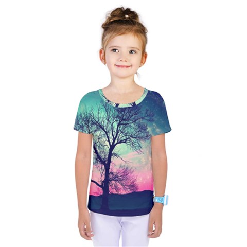 Tree Abstract Field Galaxy Night Nature Kids  One Piece Tee by uniart180623