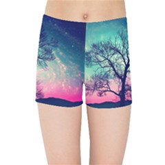 Tree Abstract Field Galaxy Night Nature Kids  Sports Shorts by uniart180623