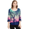 Tree Abstract Field Galaxy Night Nature Chiffon Quarter Sleeve Blouse View1