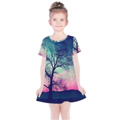 Tree Abstract Field Galaxy Night Nature Kids  Simple Cotton Dress by uniart180623