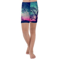 Tree Abstract Field Galaxy Night Nature Kids  Lightweight Velour Capri Yoga Leggings by uniart180623