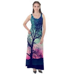 Tree Abstract Field Galaxy Night Nature Sleeveless Velour Maxi Dress by uniart180623